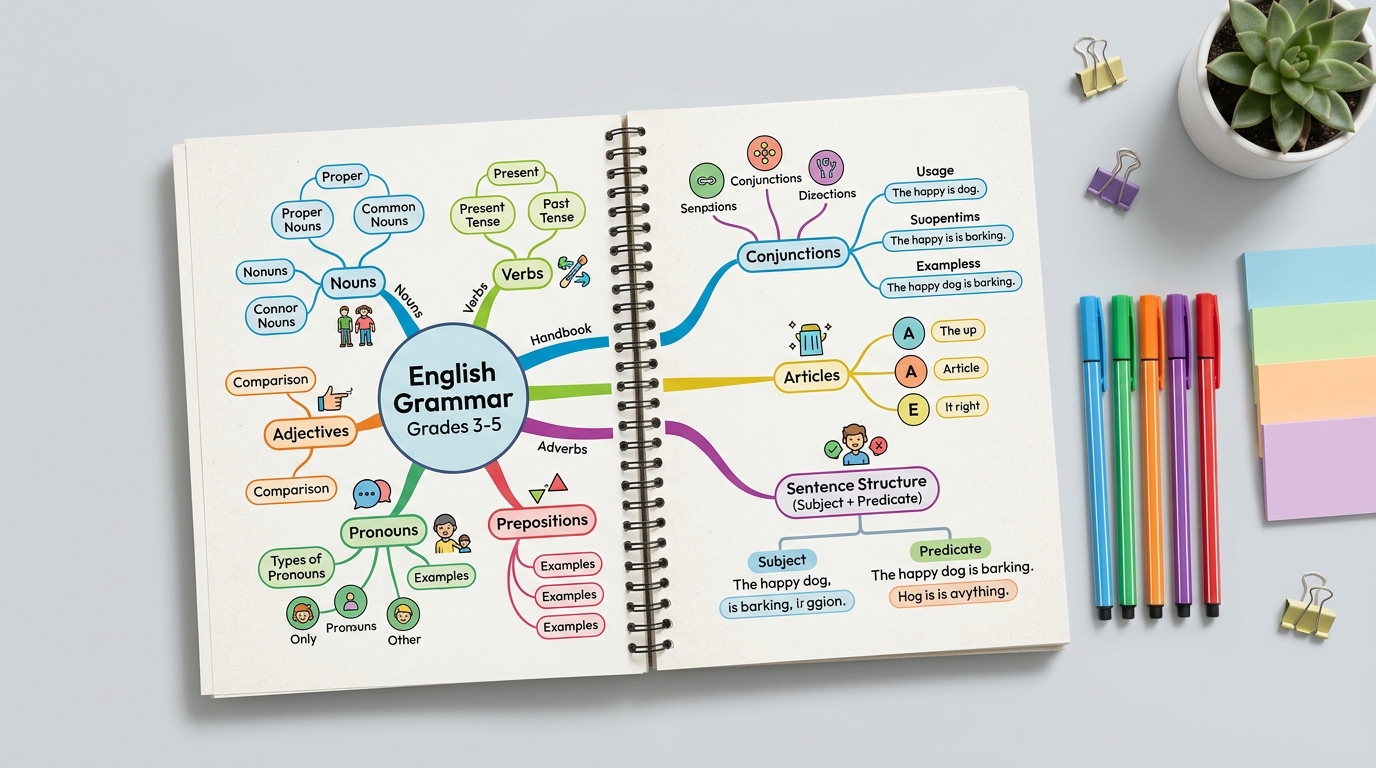 Sổ Tay Mindmap Sơ Đồ Tư Duy Ngữ Pháp Tiếng Anh Tiểu Học (Lớp 3–4–5)